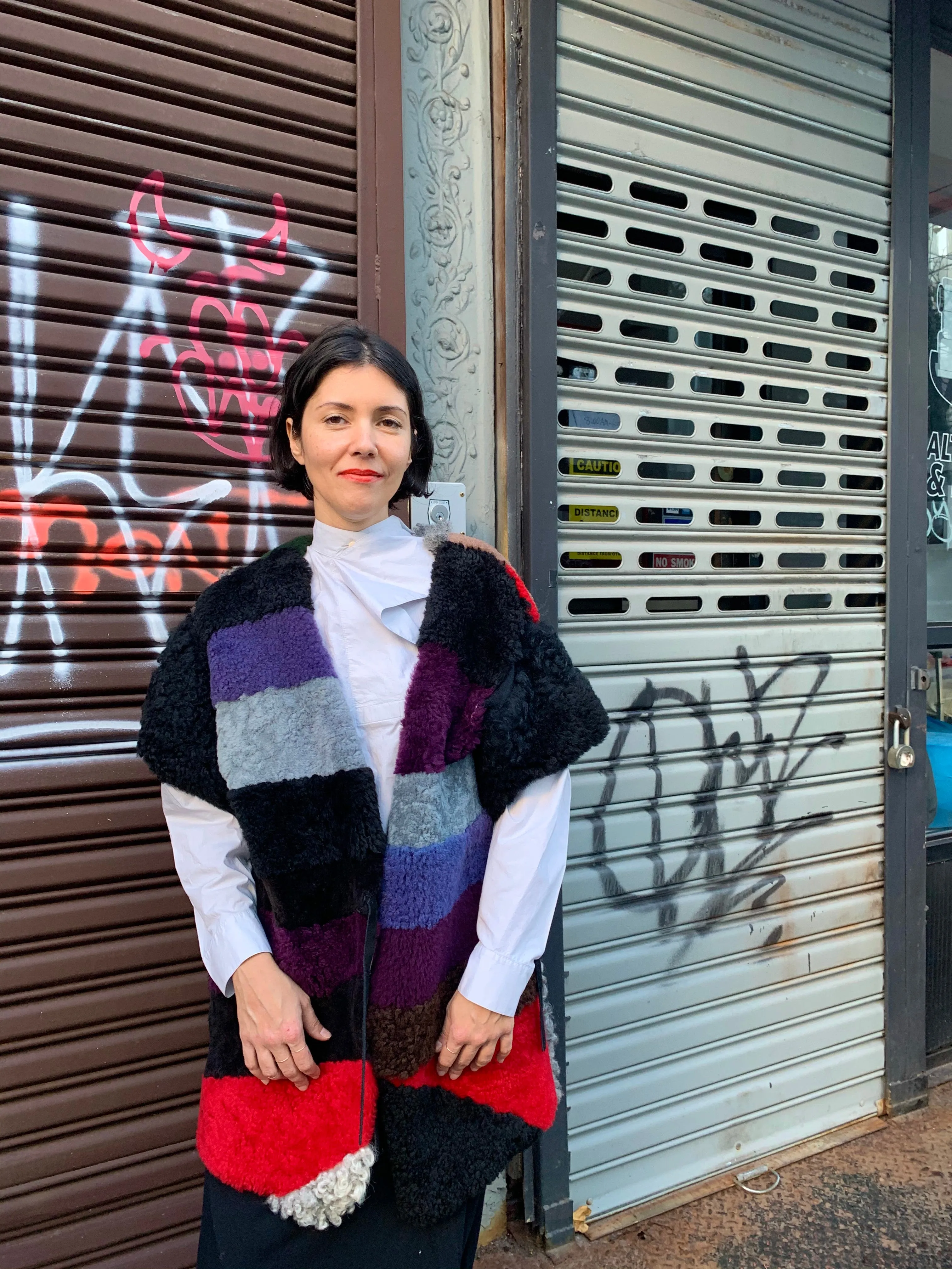 1990s-2000s Patchwork Dyed Sheepskin Vest