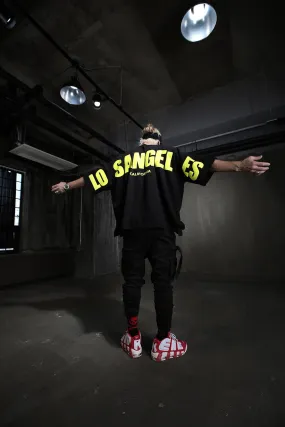 2024 New Summer men Oversized t-shirt cotton loose t-shirt los angeles  wide sleeves