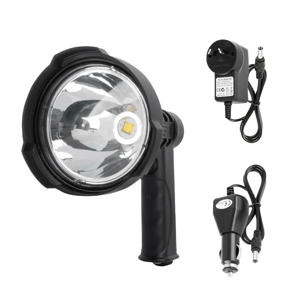 25W Handheld Spot Light Rechargeable LED Spotlight Hunting Shooting 12V