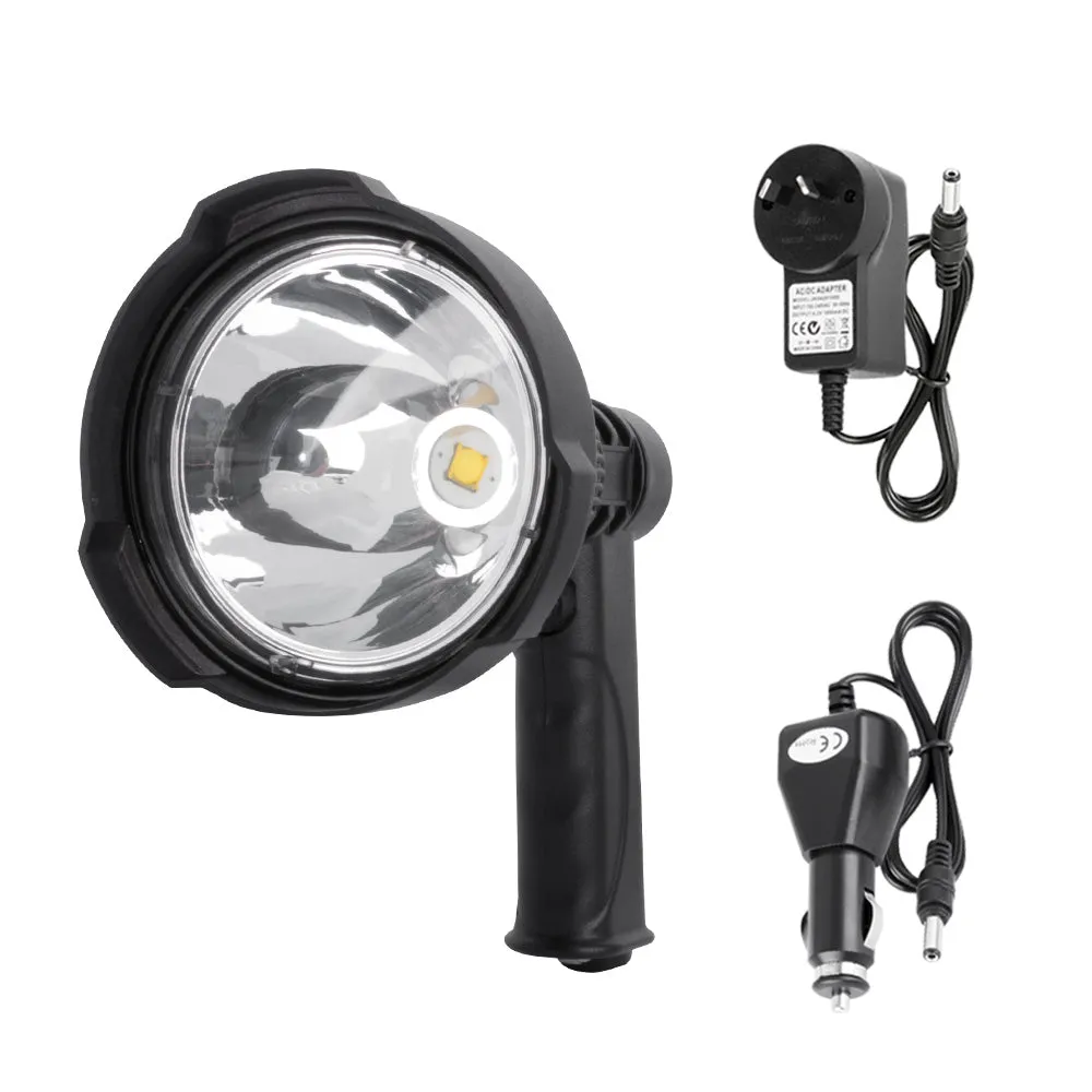 25W Handheld Spot Light Rechargeable LED Spotlight Hunting Shooting 12V
