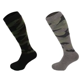 544 - Men's Knee High Camouflage Socks (2 Pack - Black)