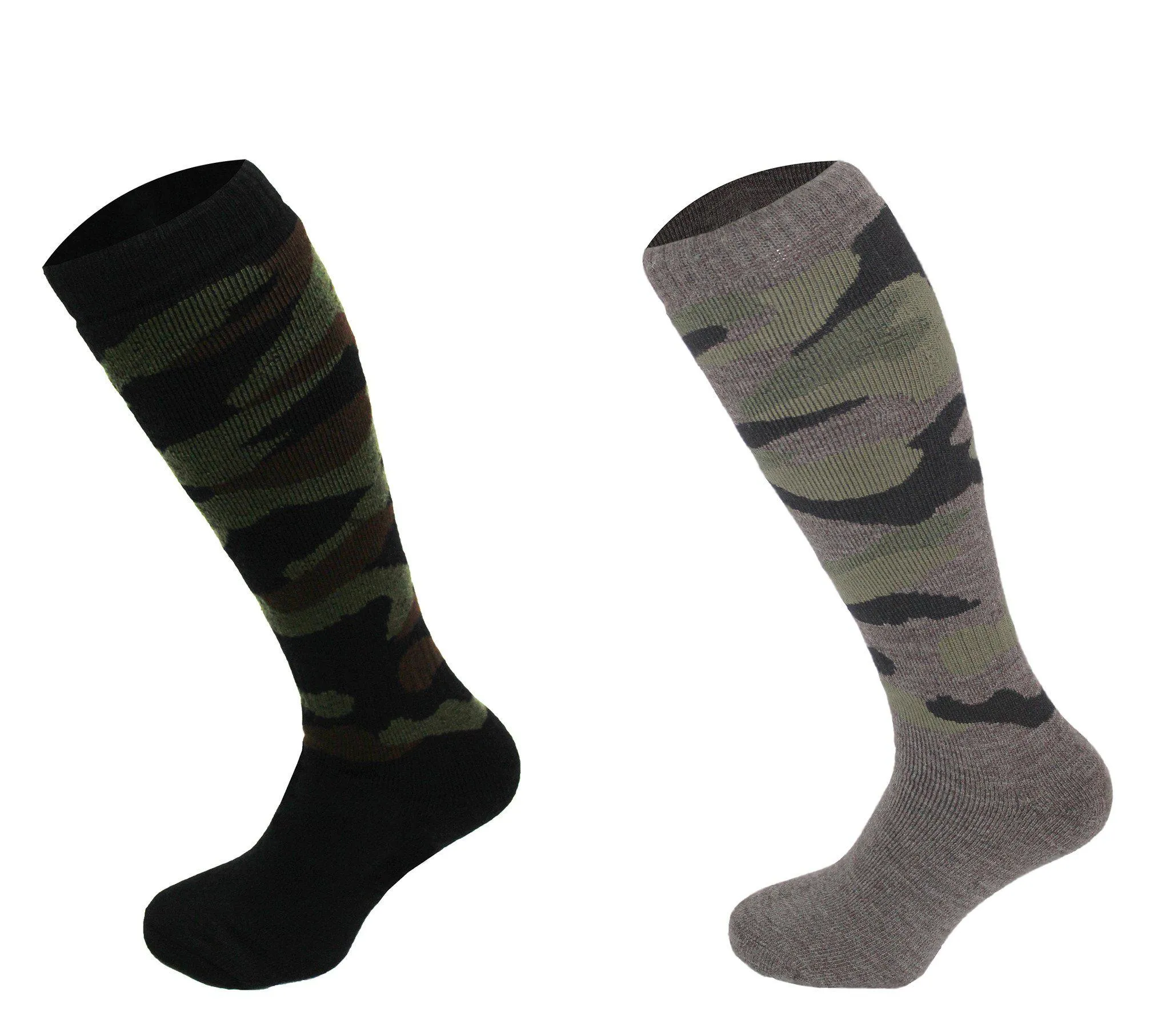 544 - Men's Knee High Camouflage Socks (2 Pack - Black)