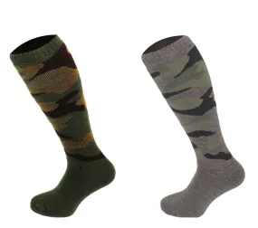 544 - Men's Knee High Camouflage Socks (2 Pack - Khaki Green)