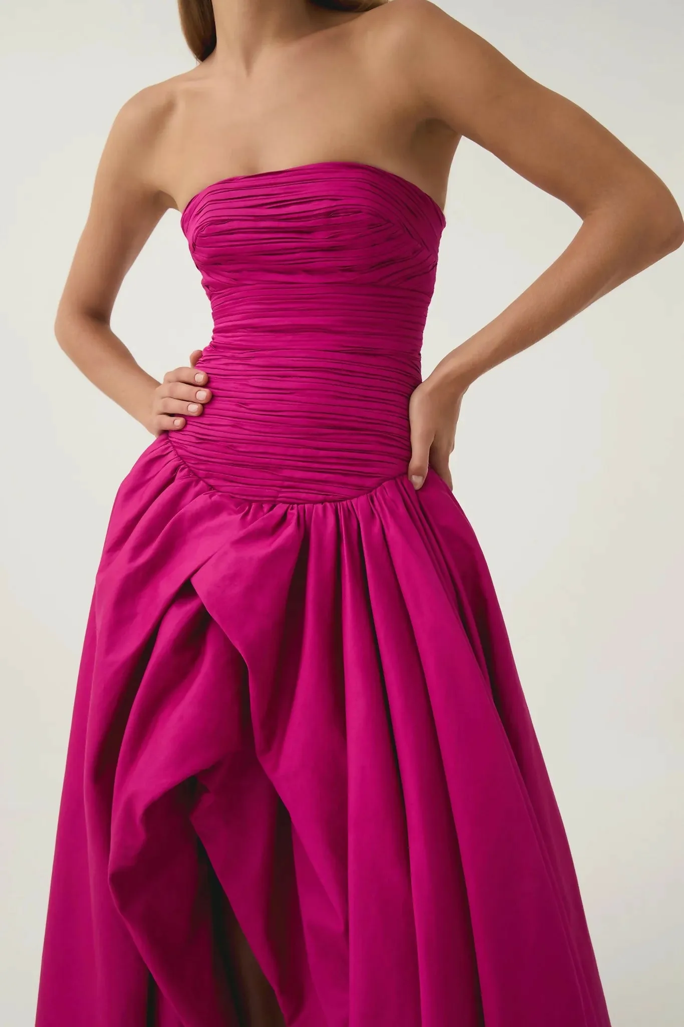 Aje Violette Bubble Hem Maxi Dress in Deep Magenta Size 8