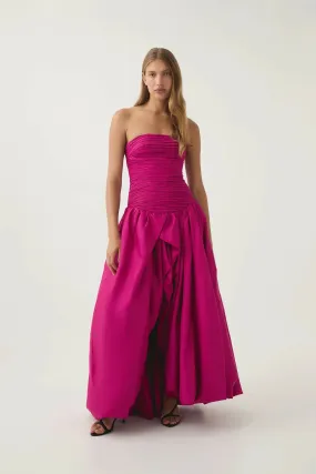 Aje Violette Bubble Hem Maxi Dress in Deep Magenta Size 8