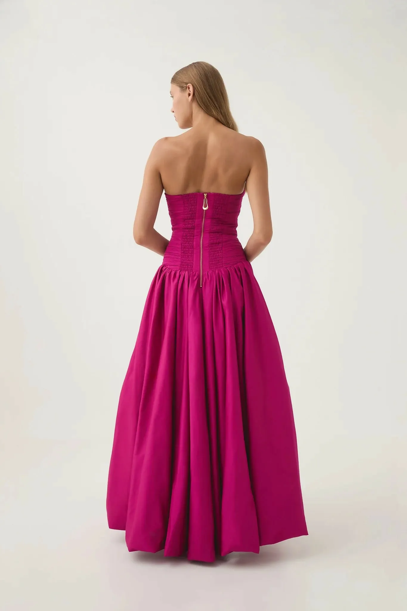 Aje Violette Bubble Hem Maxi Dress in Deep Magenta Size 8