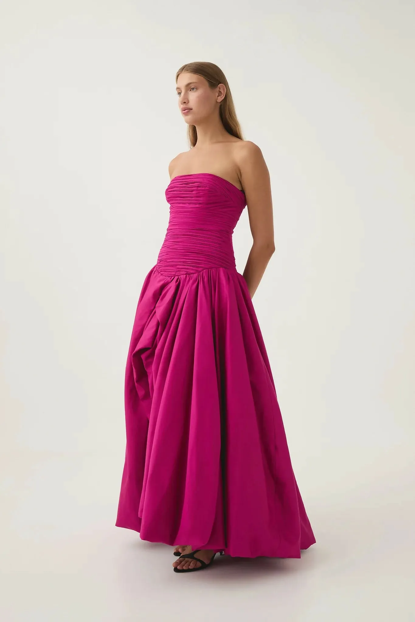 Aje Violette Bubble Hem Maxi Dress in Deep Magenta Size 8