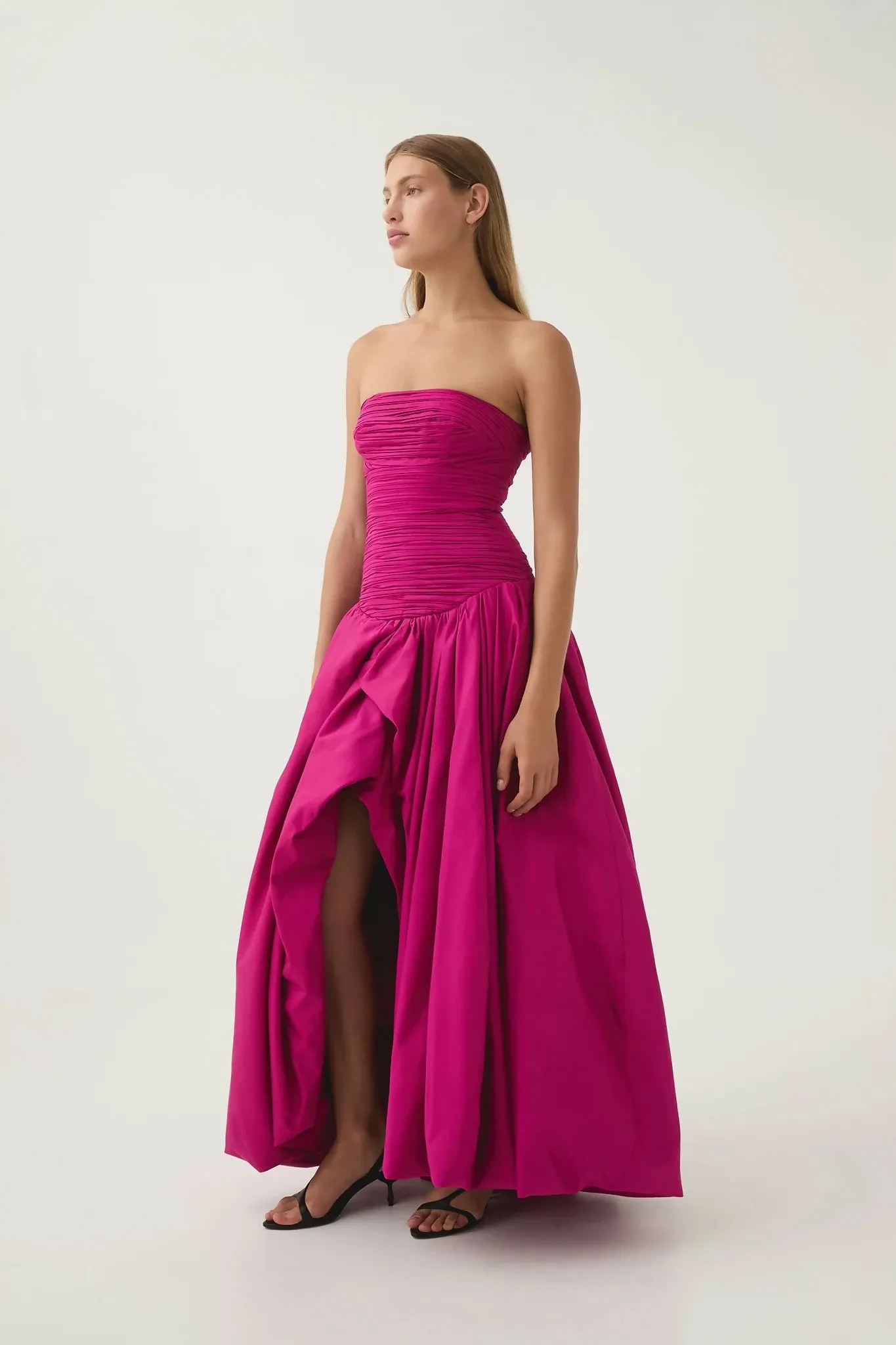 Aje Violette Bubble Hem Maxi Dress in Deep Magenta Size 8
