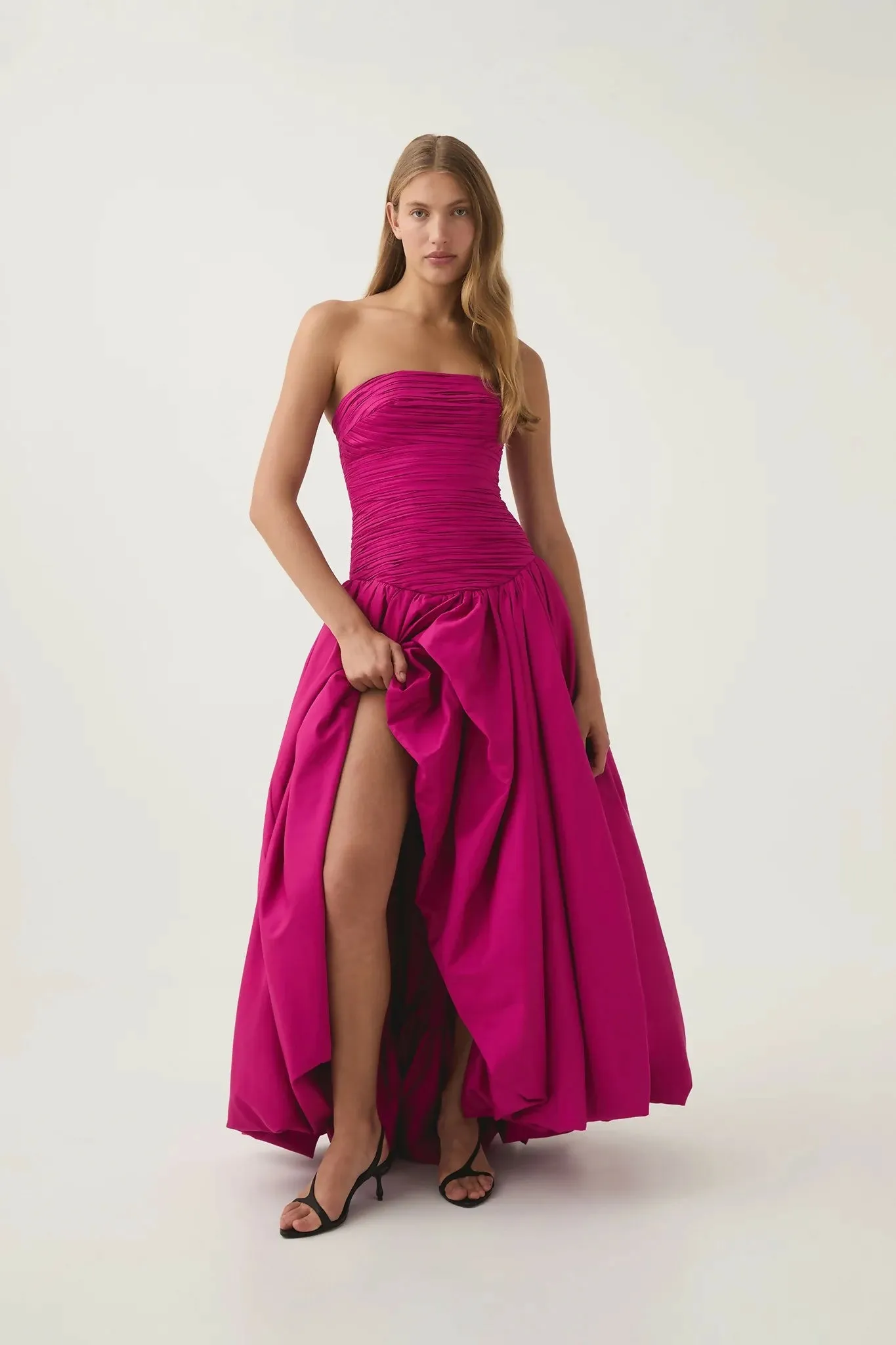 Aje Violette Bubble Hem Maxi Dress in Deep Magenta Size 8