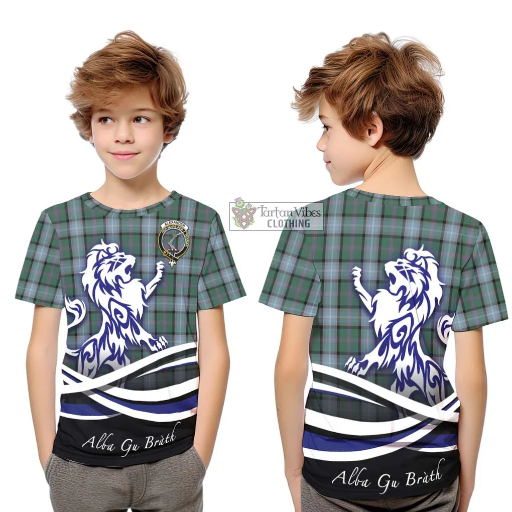 Alexander of Menstry Hunting Tartan Kid T-Shirt with Alba Gu Brath Regal Lion Emblem