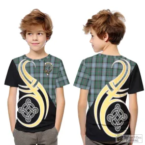 Alexander of Menstry Hunting Tartan Kid T-Shirt with Family Crest and Celtic Symbol Style
