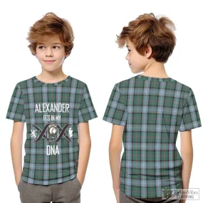 Alexander of Menstry Hunting Tartan Kid T-Shirt with Family Crest DNA In Me Style