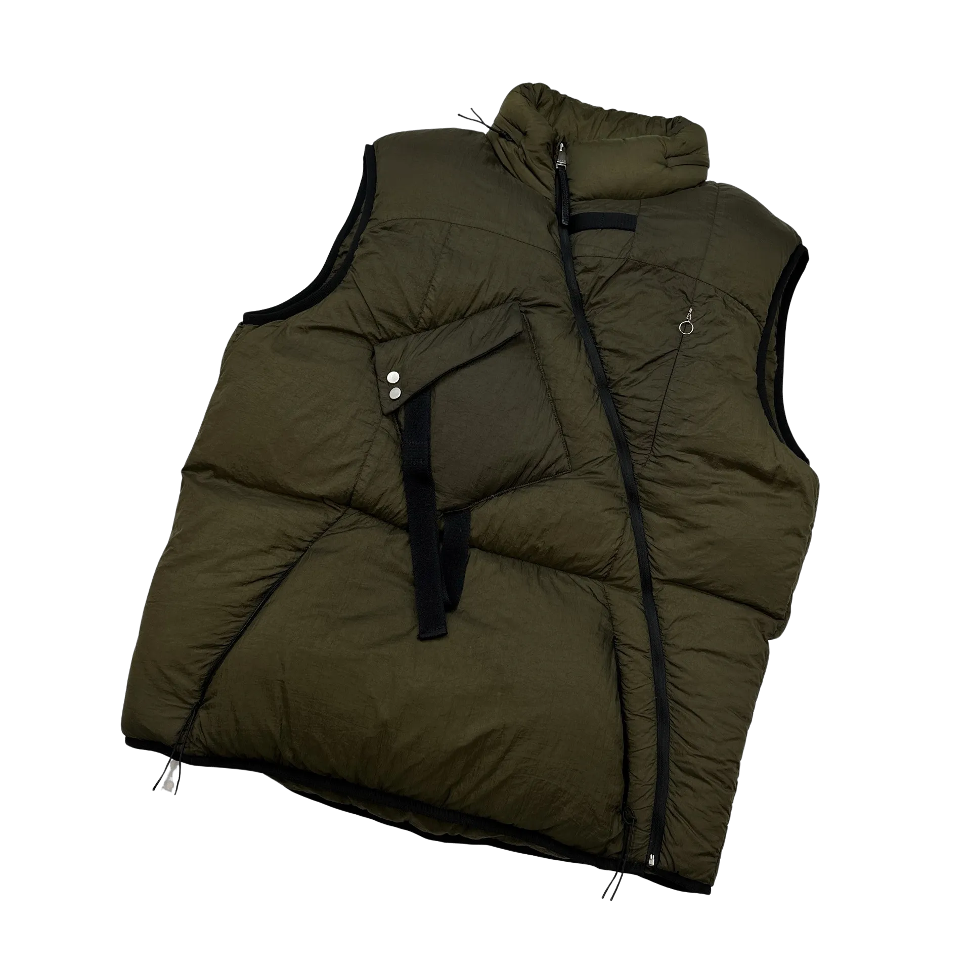 ALYX Asymmetric Khaki Multipocket Puffer Gilet -XL