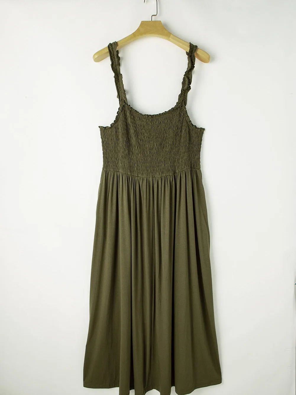 Amazon Rainforest Green Ruched Bodice Sleeveless Plus Size Full-Length Dress