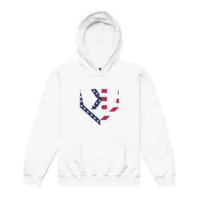 American Flag Home Plate Non-Distressed - Youth Hoodie