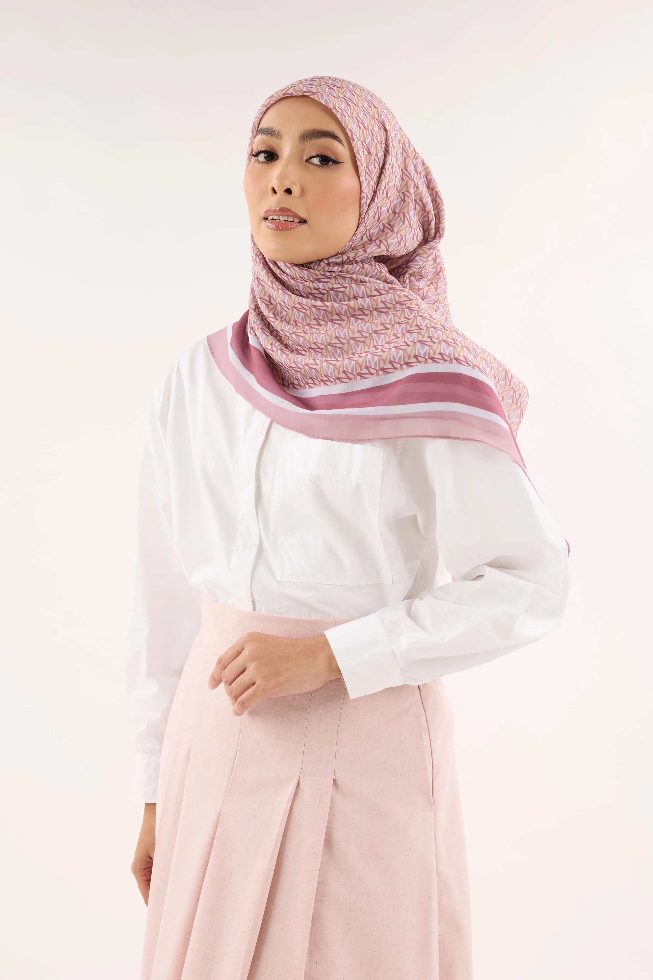 Arica Deep Blush Emblem Square Scarf