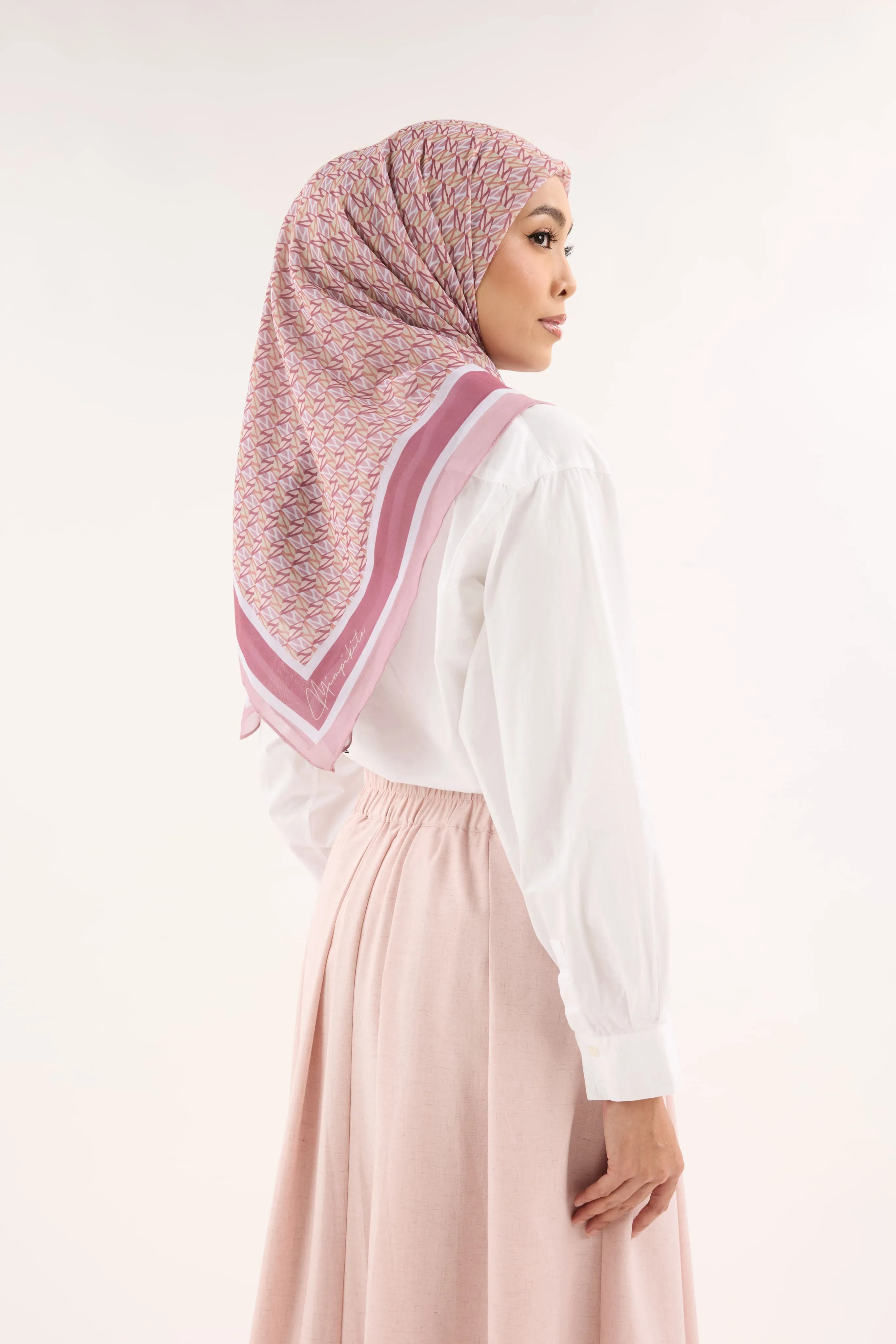 Arica Deep Blush Emblem Square Scarf