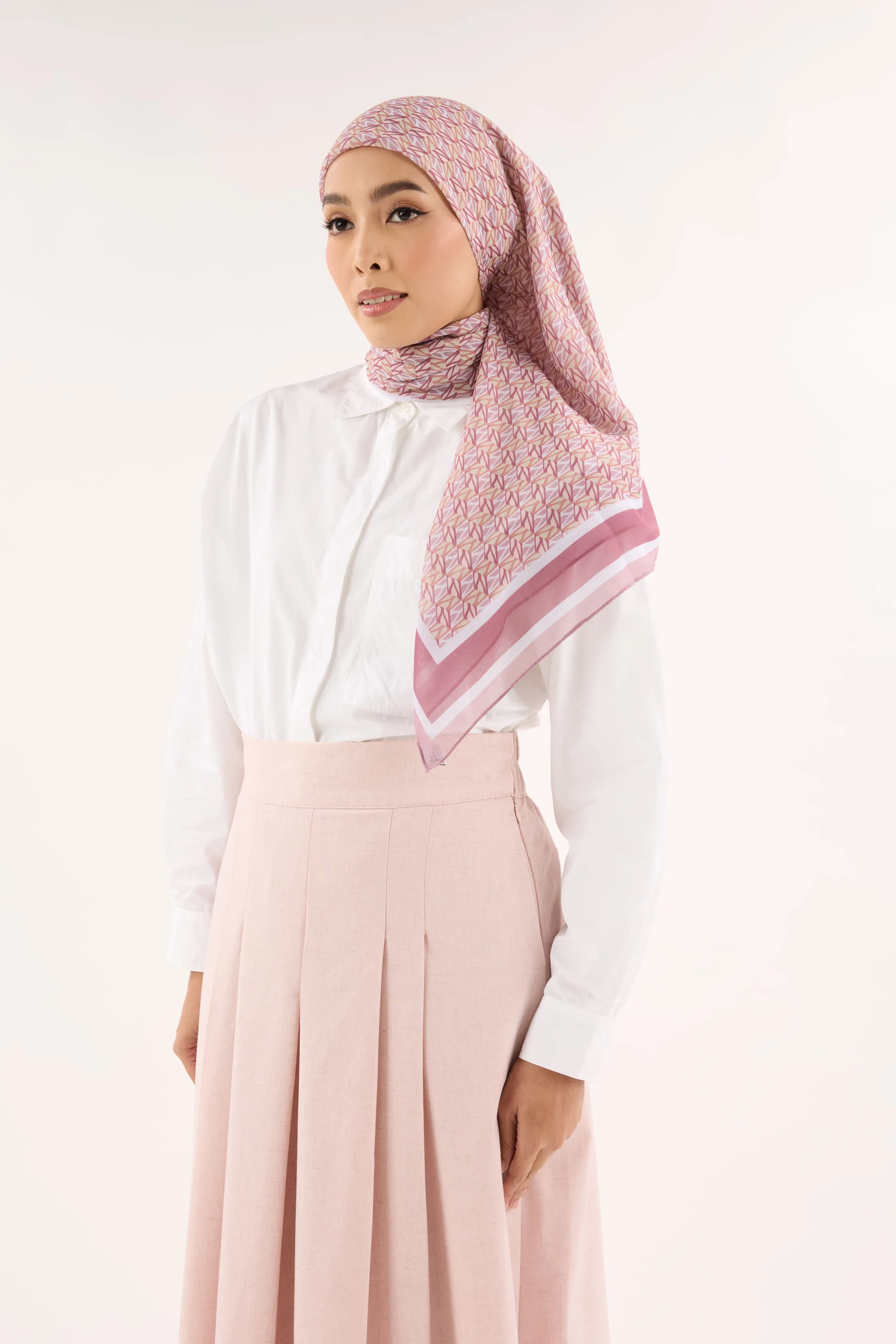 Arica Deep Blush Emblem Square Scarf