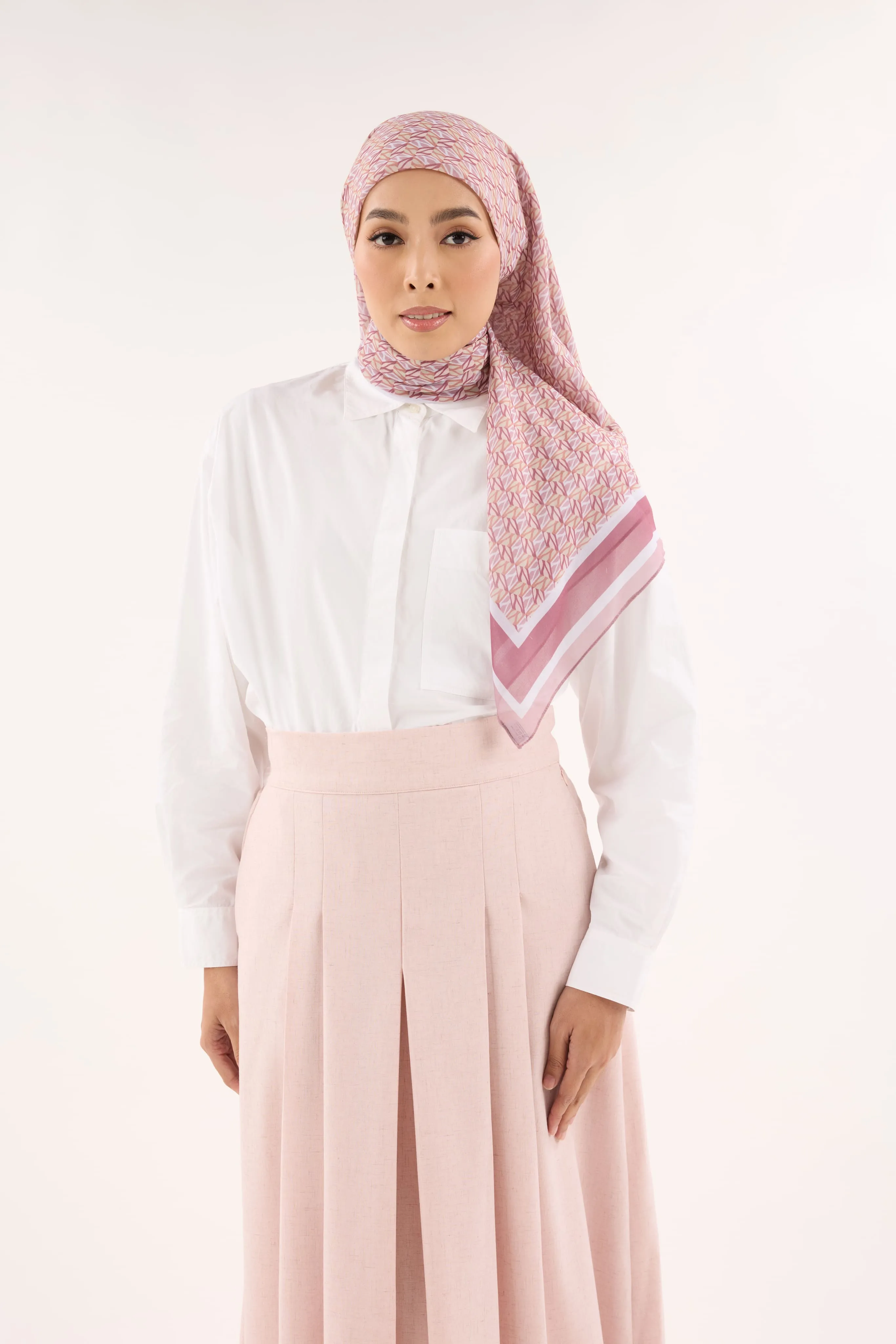 Arica Deep Blush Emblem Square Scarf