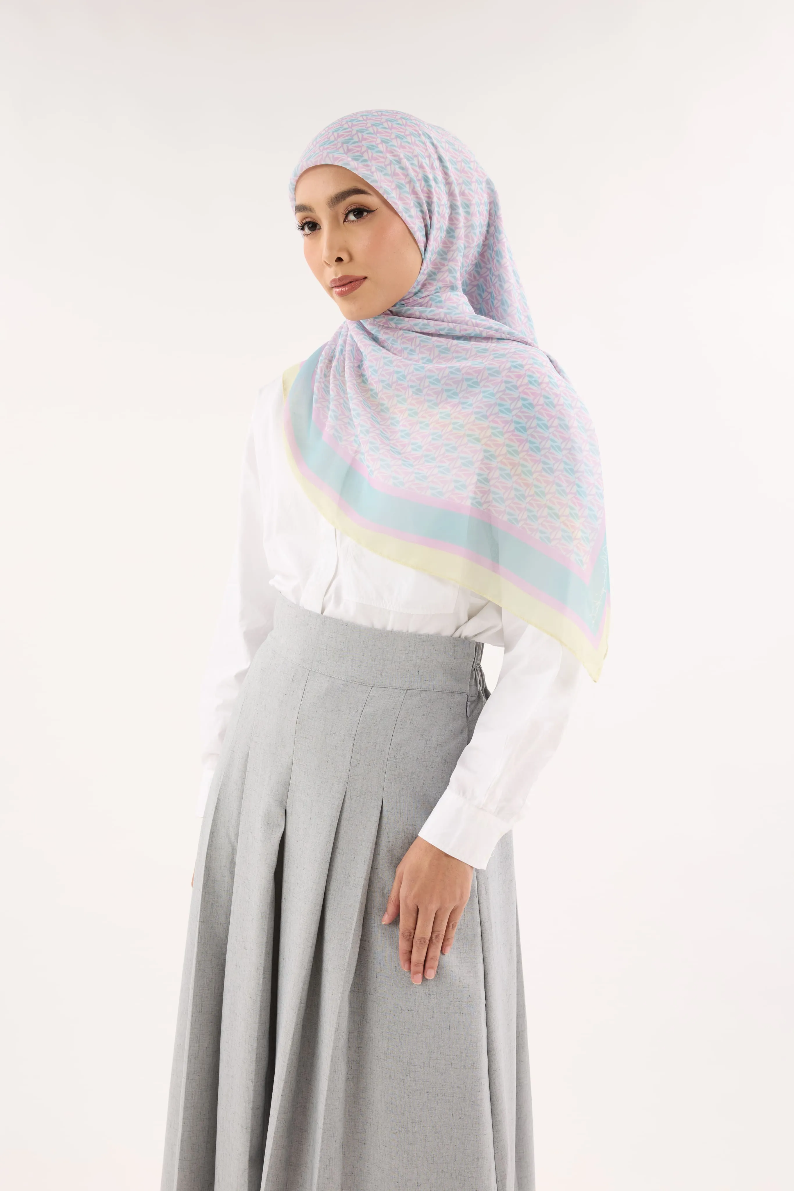 Arica Yellow-Mint Emblem Square Scarf