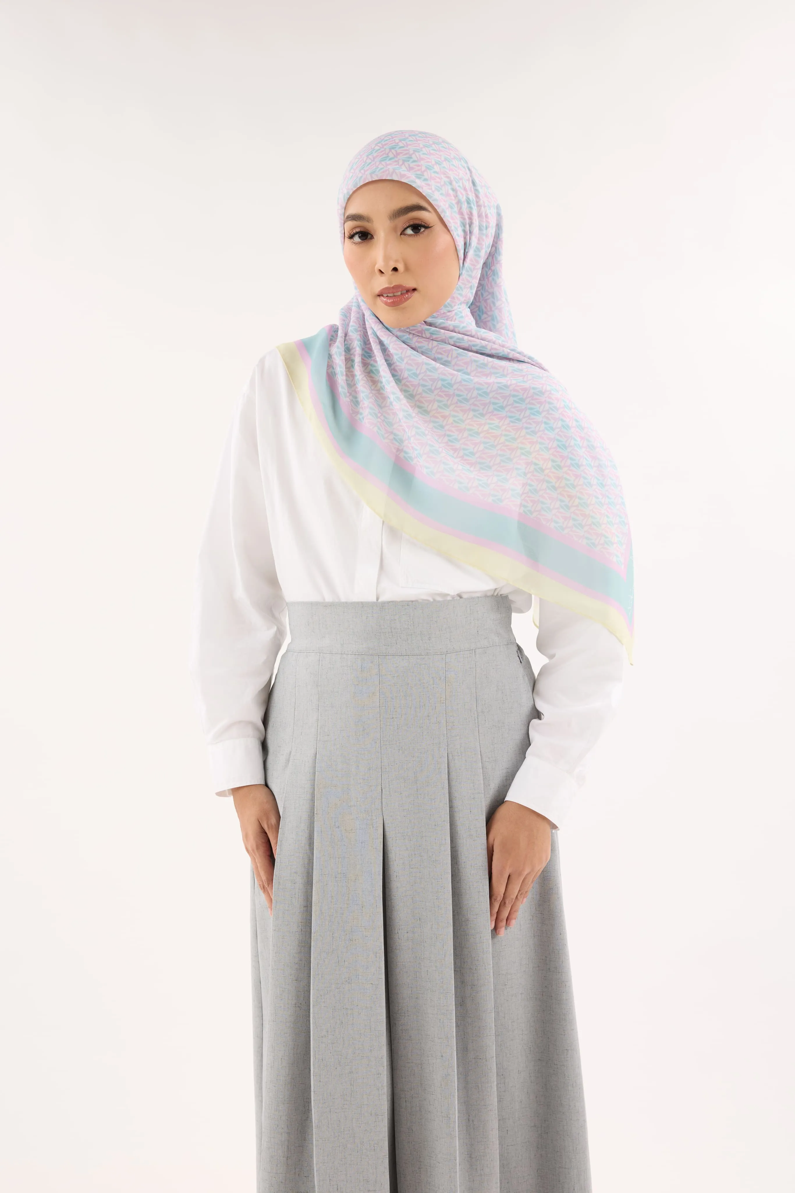 Arica Yellow-Mint Emblem Square Scarf
