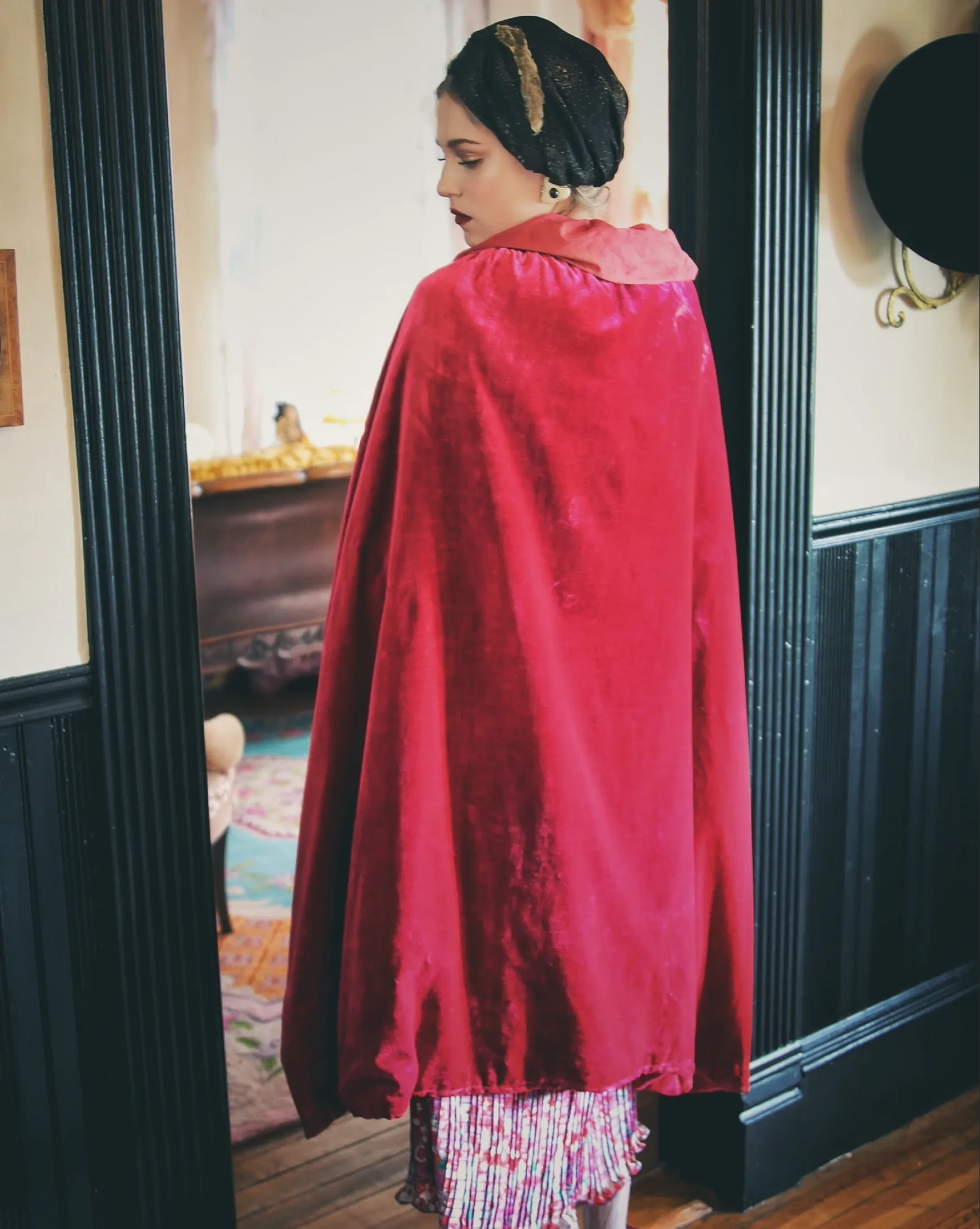 Art Deco "The Rose" Velvet Duster Opera Coat Jacket 1920's