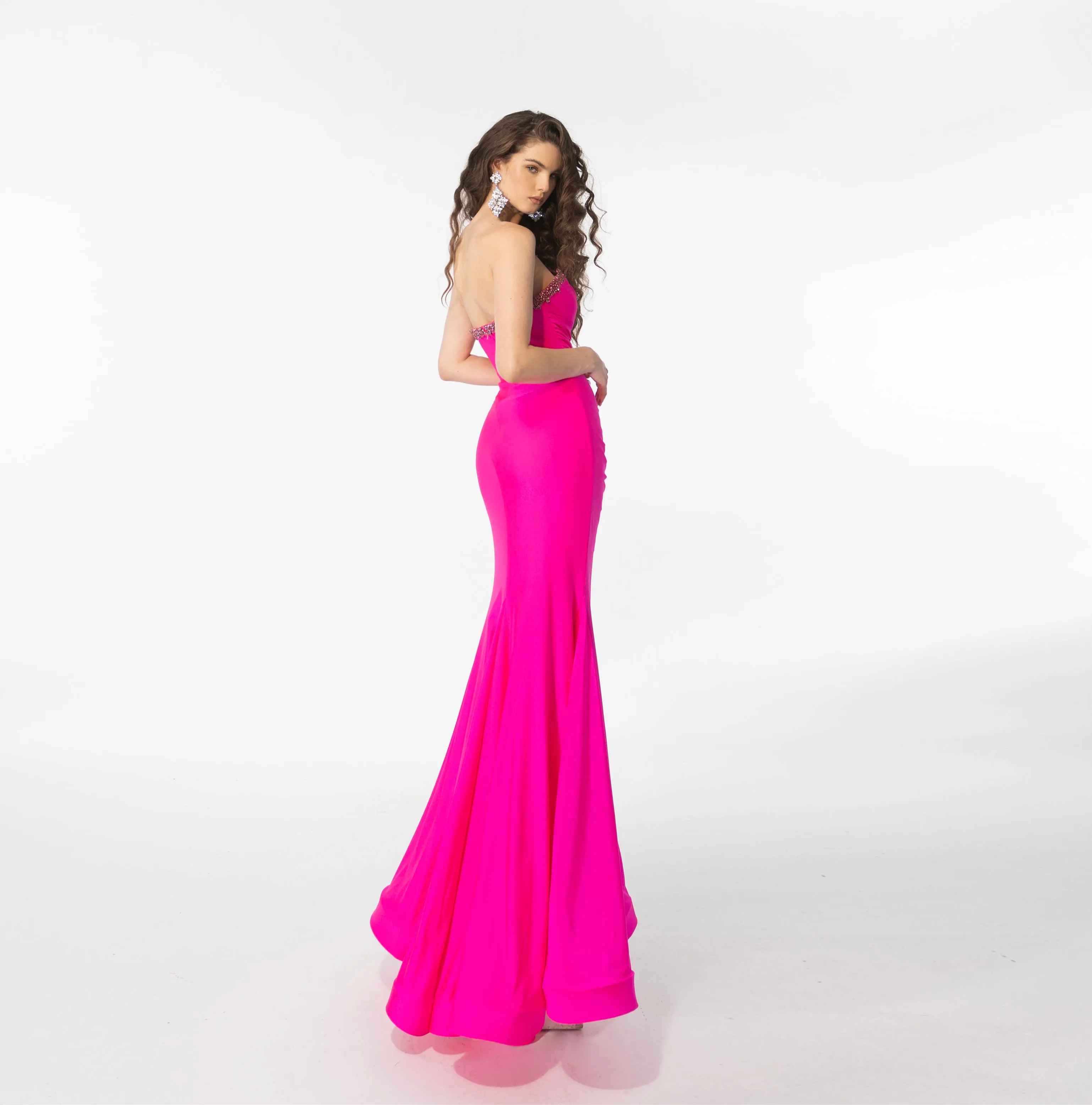 Ava Presley 39290 Strapless Crystal Sweetheart Maxi Slit Prom Dress Formal Pageant Gown