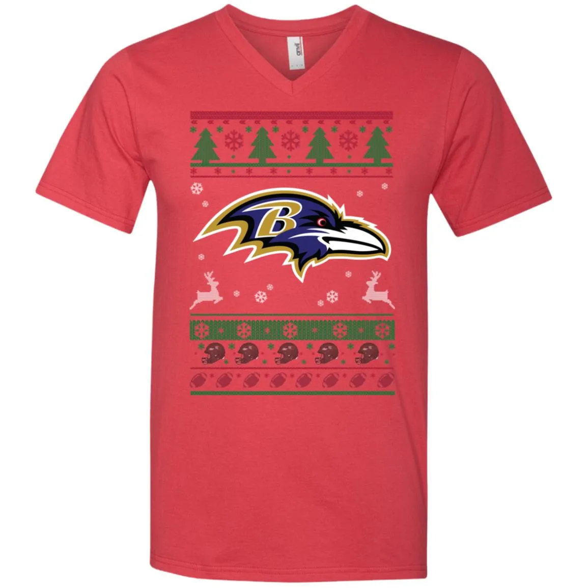 Baltimore Ravens Logo Football Teams Ugly Christmas Sweater Men V-Neck T-Shirt