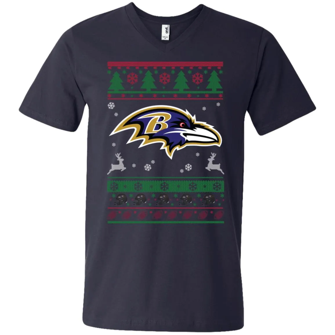 Baltimore Ravens Logo Football Teams Ugly Christmas Sweater Men V-Neck T-Shirt