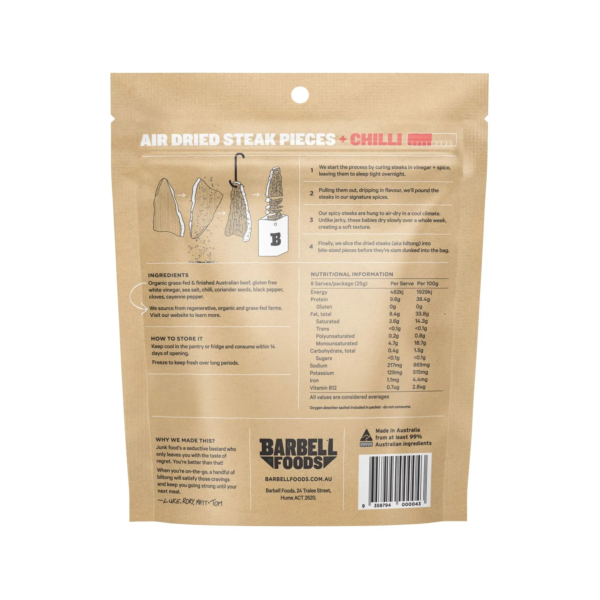 Barbell Biltong - Various Flavours - 200g