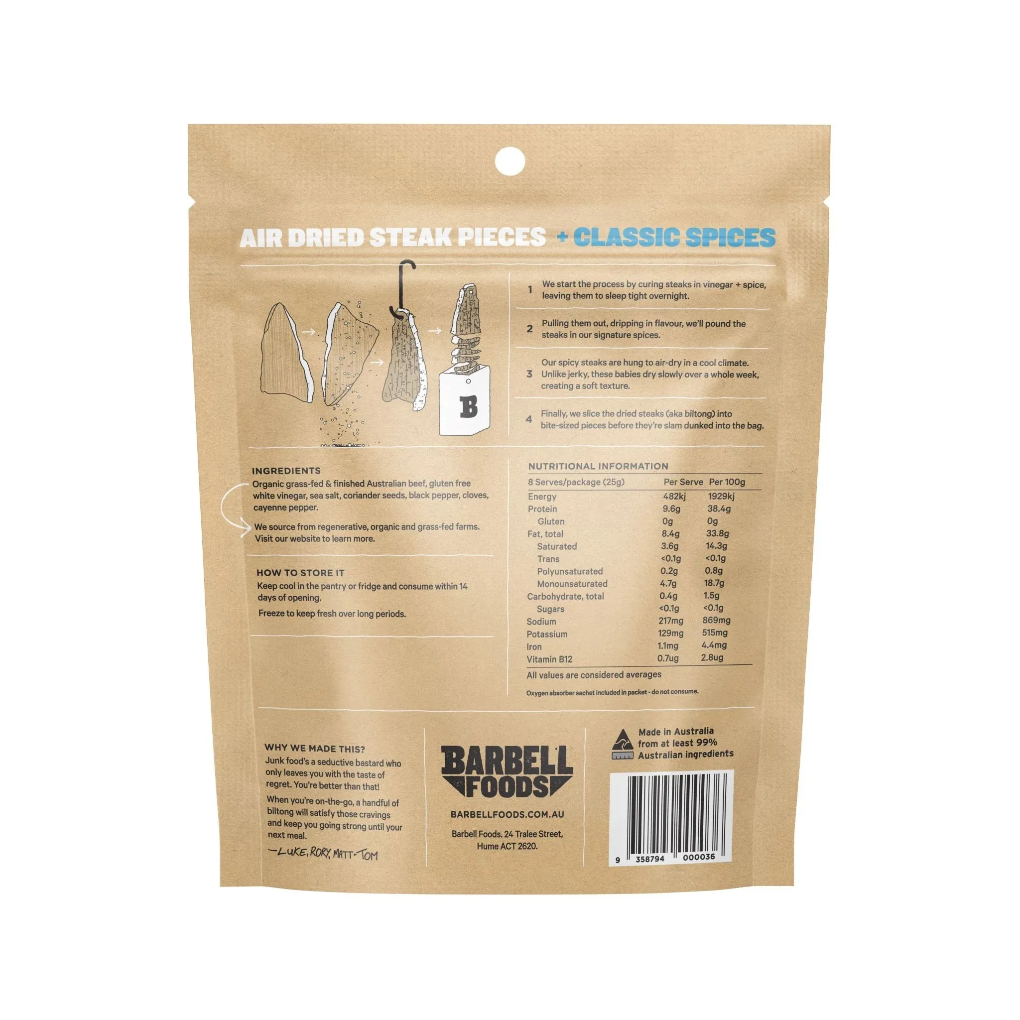 Barbell Biltong - Various Flavours - 200g