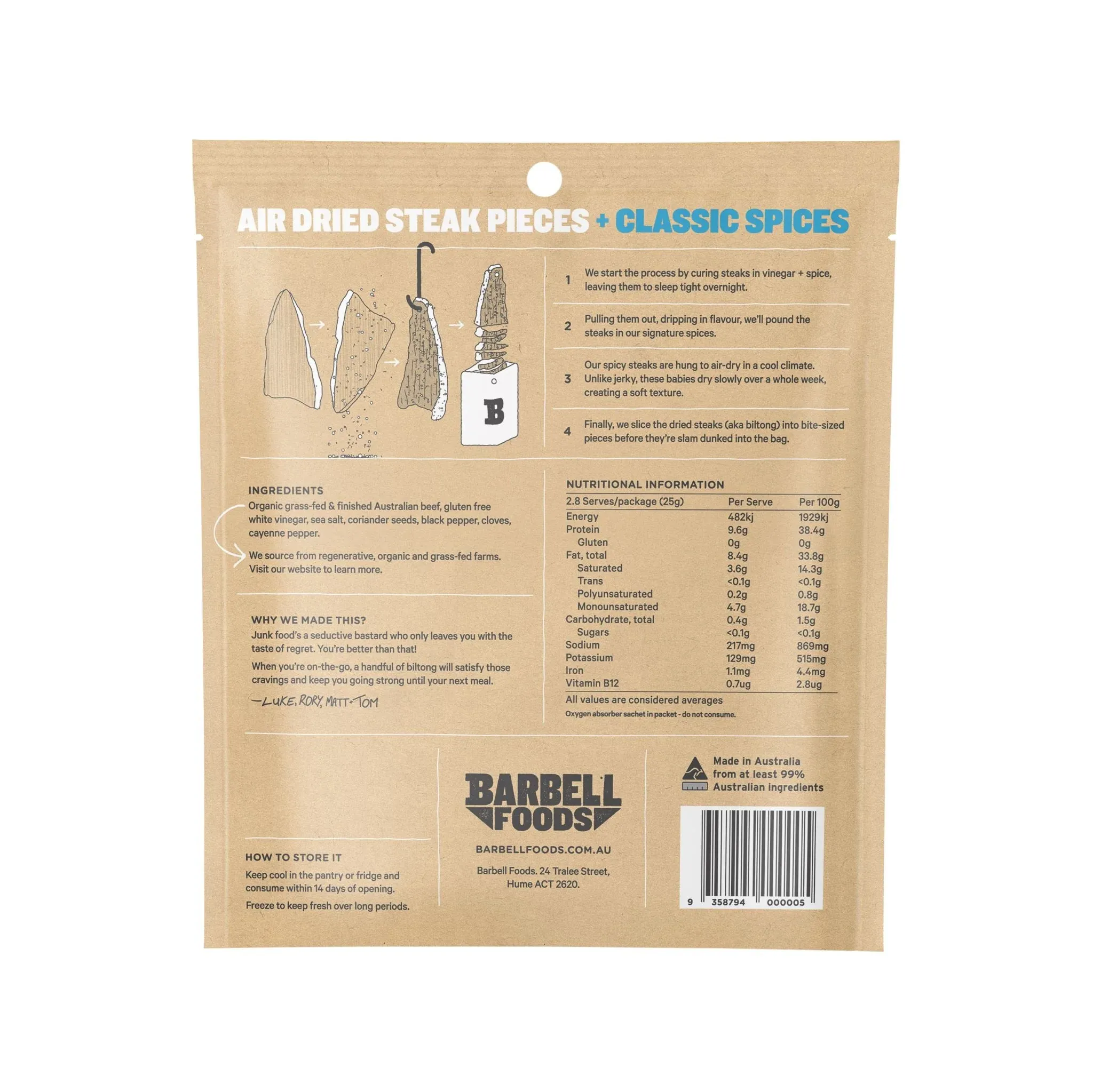 Barbell Biltong - Various Flavours - 70g