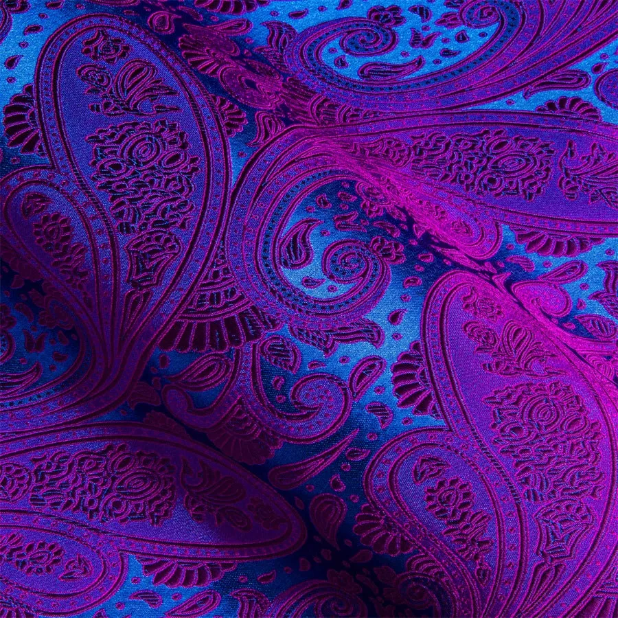 Barry Wang Dark Purple Blue Paisley Men's Windsor Collar Dress Shirt