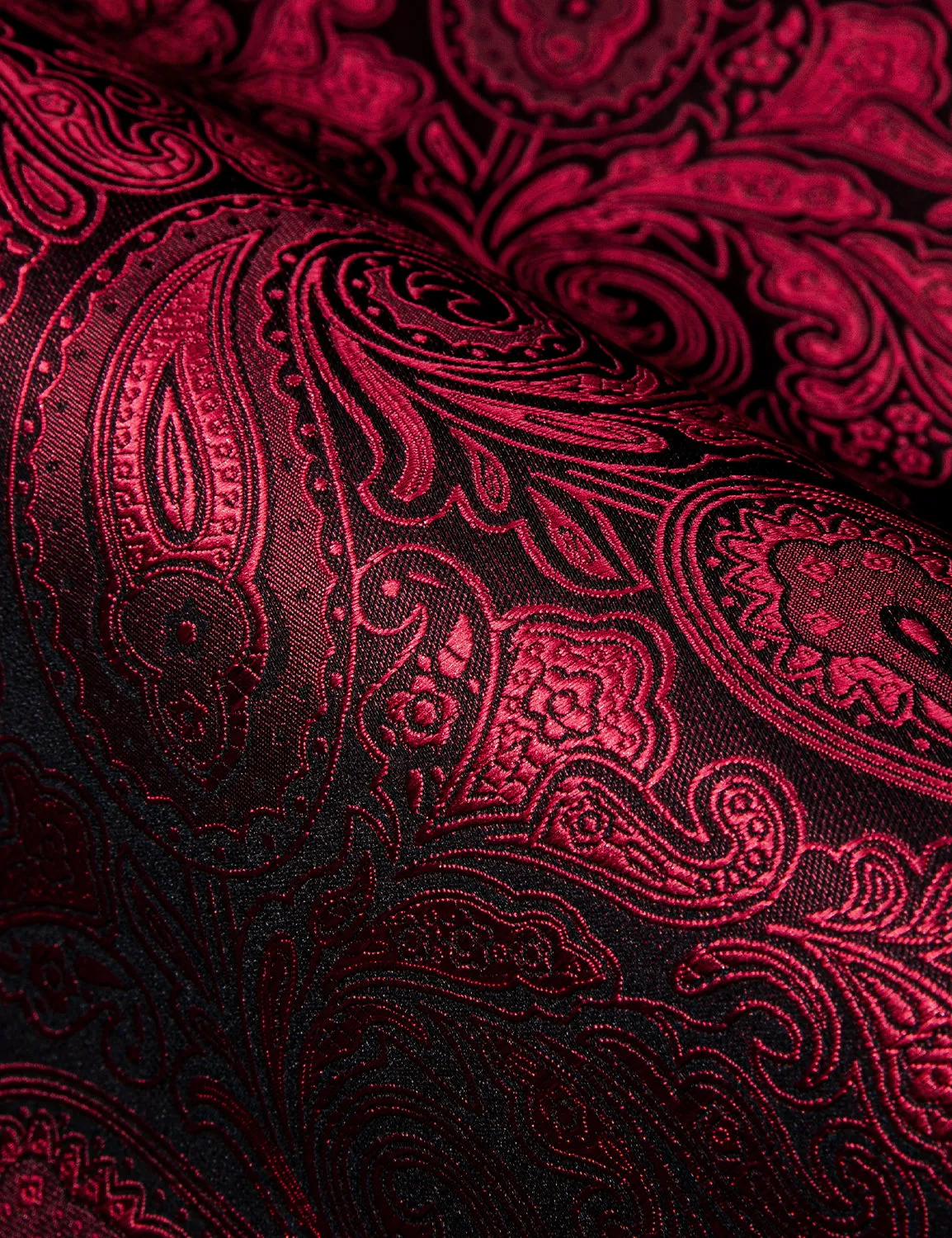 Barry Wang Red Paisley Men's Shirts Novelty Dark Red Dress Shirt