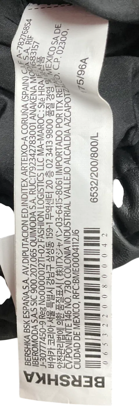 Bershka Black Leather Effect Puffer Jacket UK L