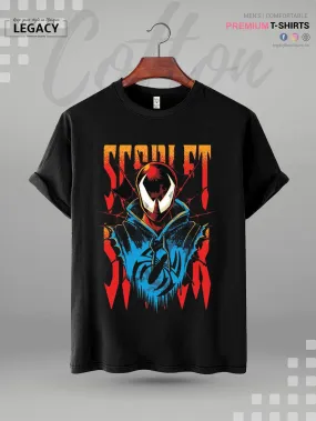 Black Scarlet Spider Print Men's High Quality T-Shirt In Lowest Price