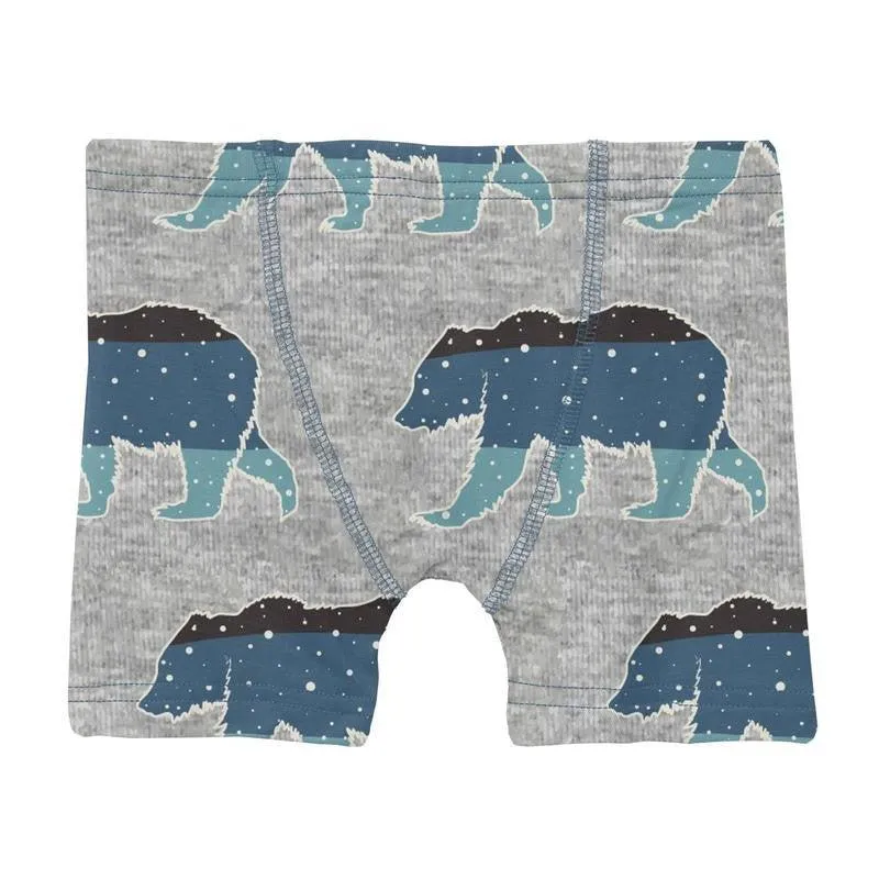 Boy's Print Boxer Briefs Set - Abstract Prismatic Spring & Heather Mist Night Sky Bear