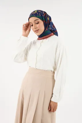Bunga Raya Navy Blue Square Scarf