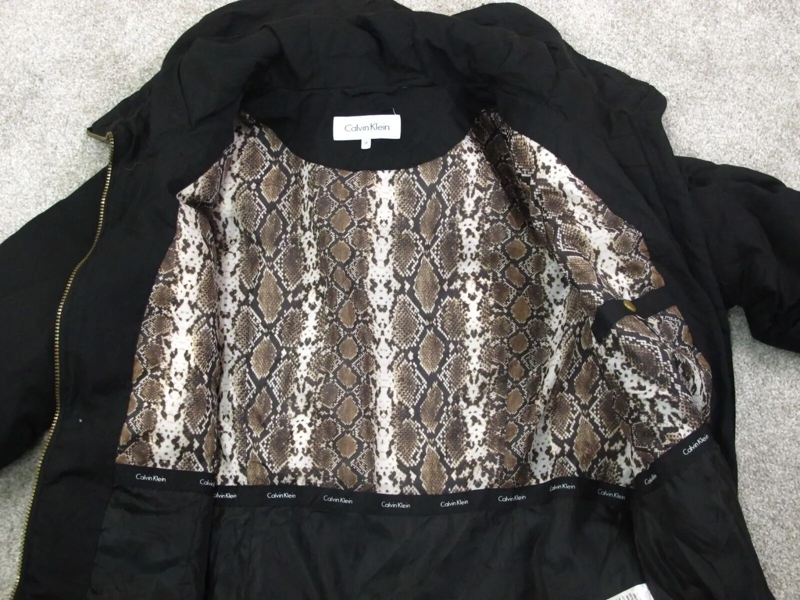 Calvin Klein Womens Puffer Hooded Jacket Full Zip Long Sleeves Black Size 1X