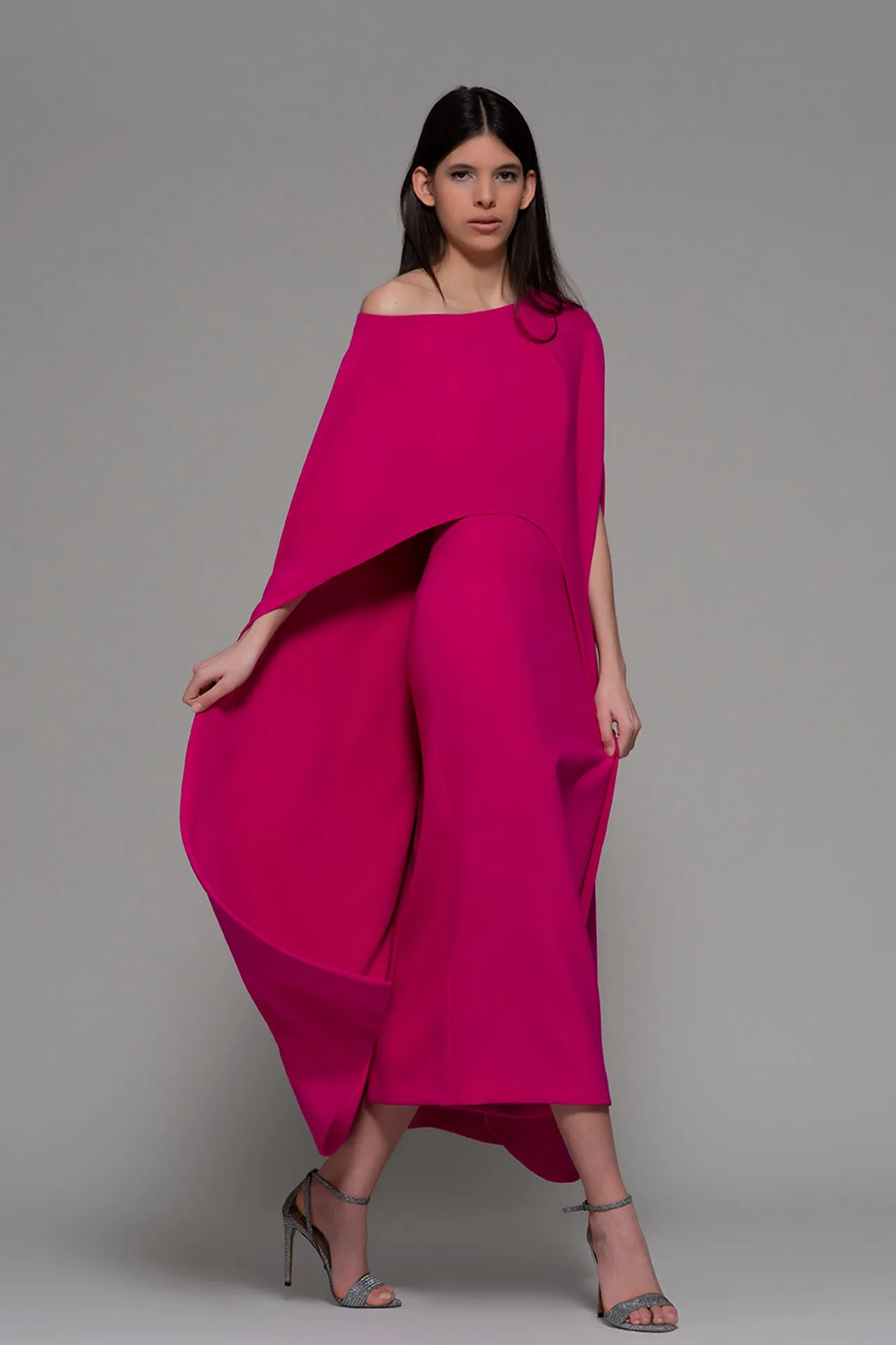 Cape-Like Column Midi Dress