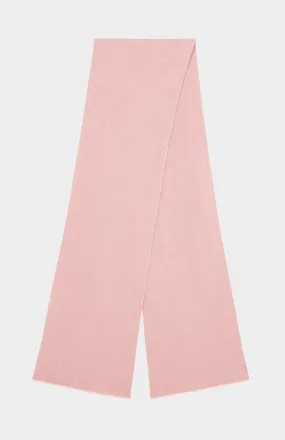 Cashmere Blend Scarf With Allover Fine Rib In Dusty Pink