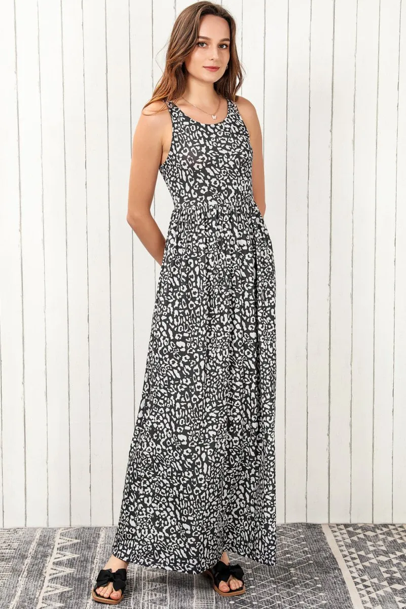 Casual Maxi Dress: Leopard Print Sleeveless Summer Dress