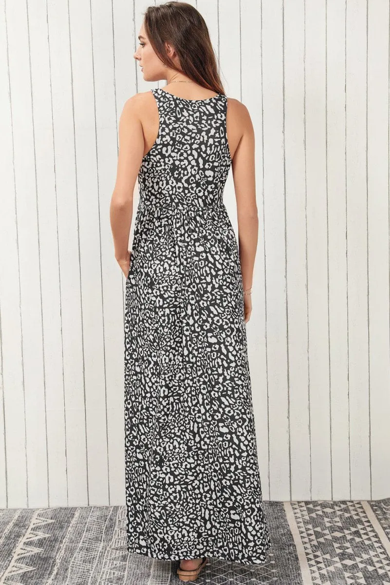 Casual Maxi Dress: Leopard Print Sleeveless Summer Dress
