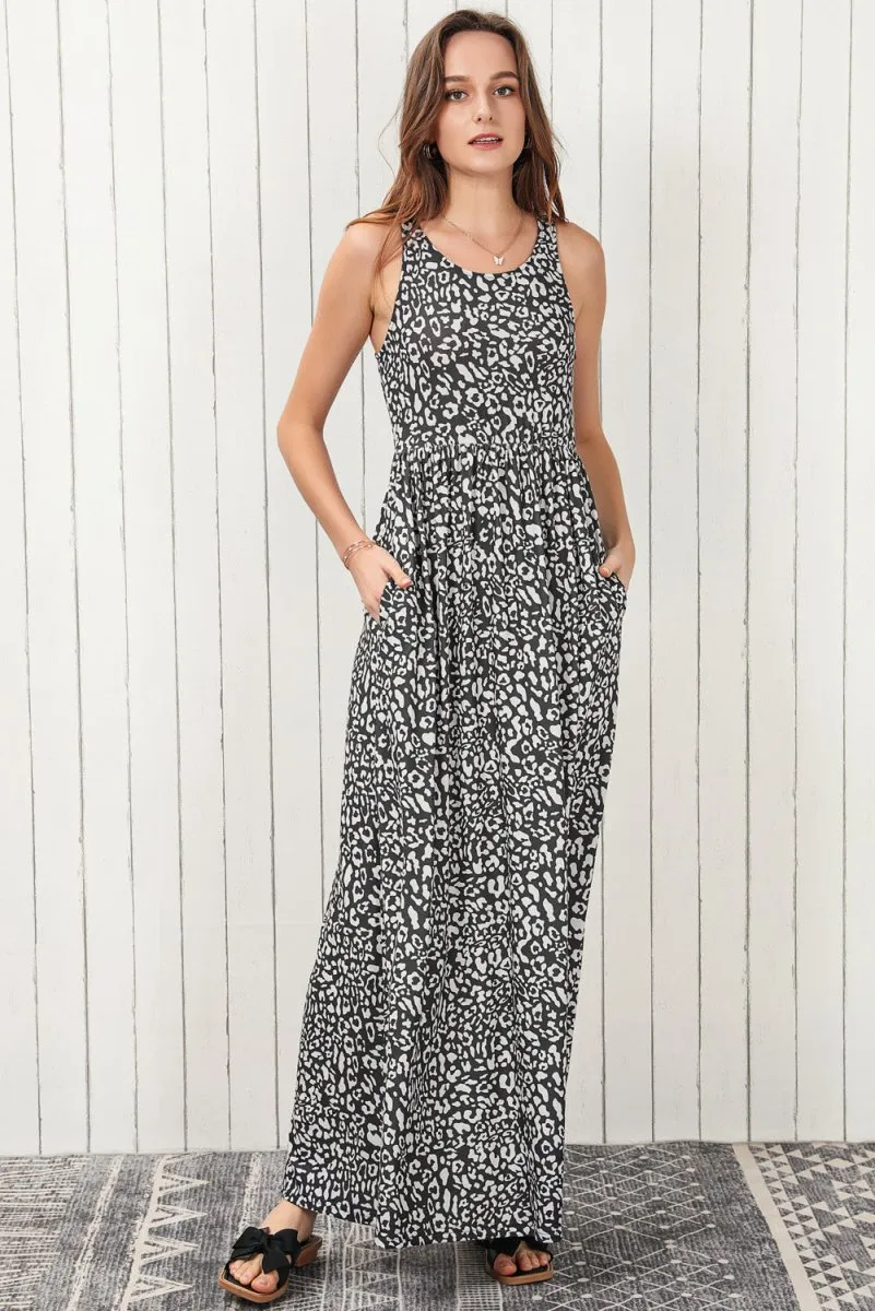 Casual Maxi Dress: Leopard Print Sleeveless Summer Dress