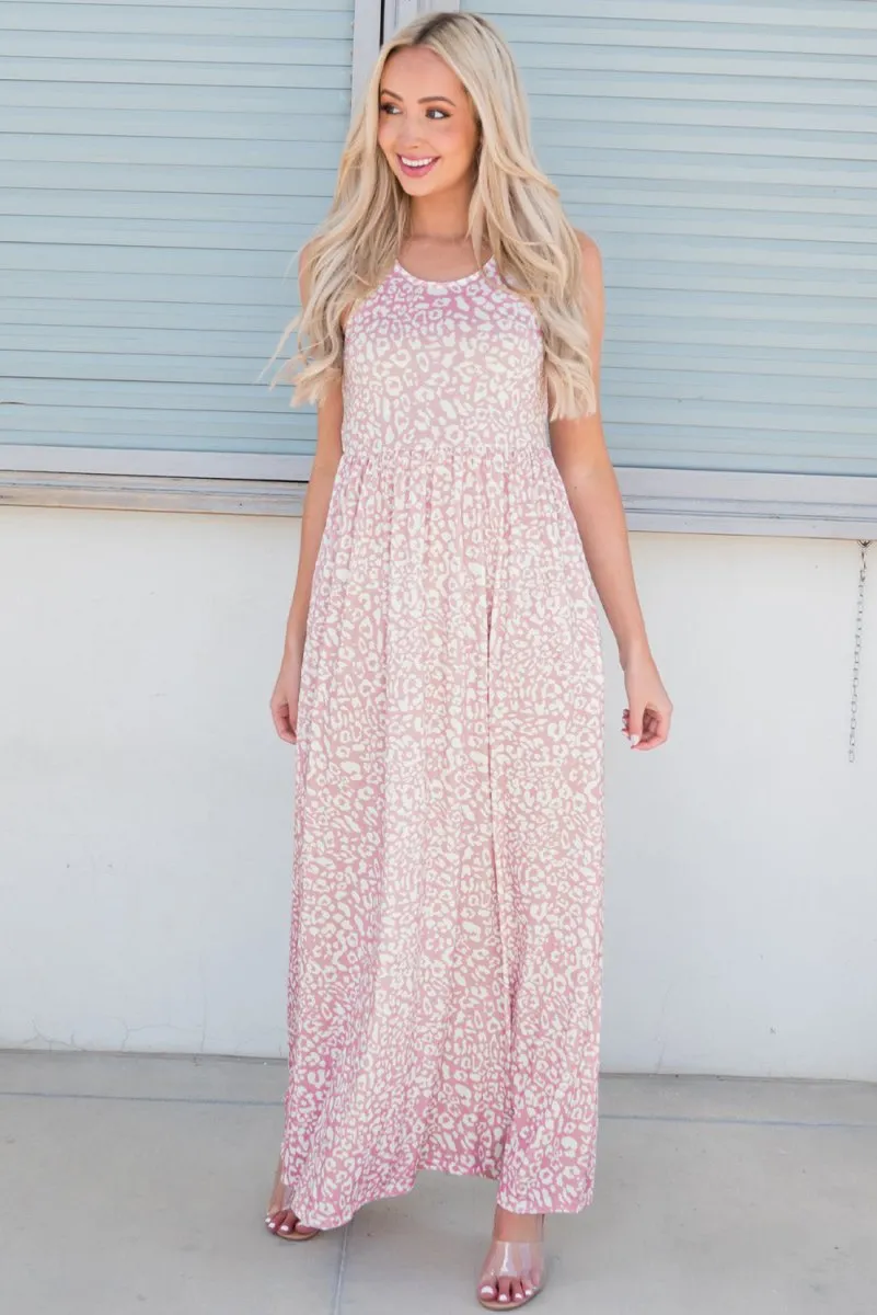 Casual Maxi Dress: Leopard Print Sleeveless Summer Dress