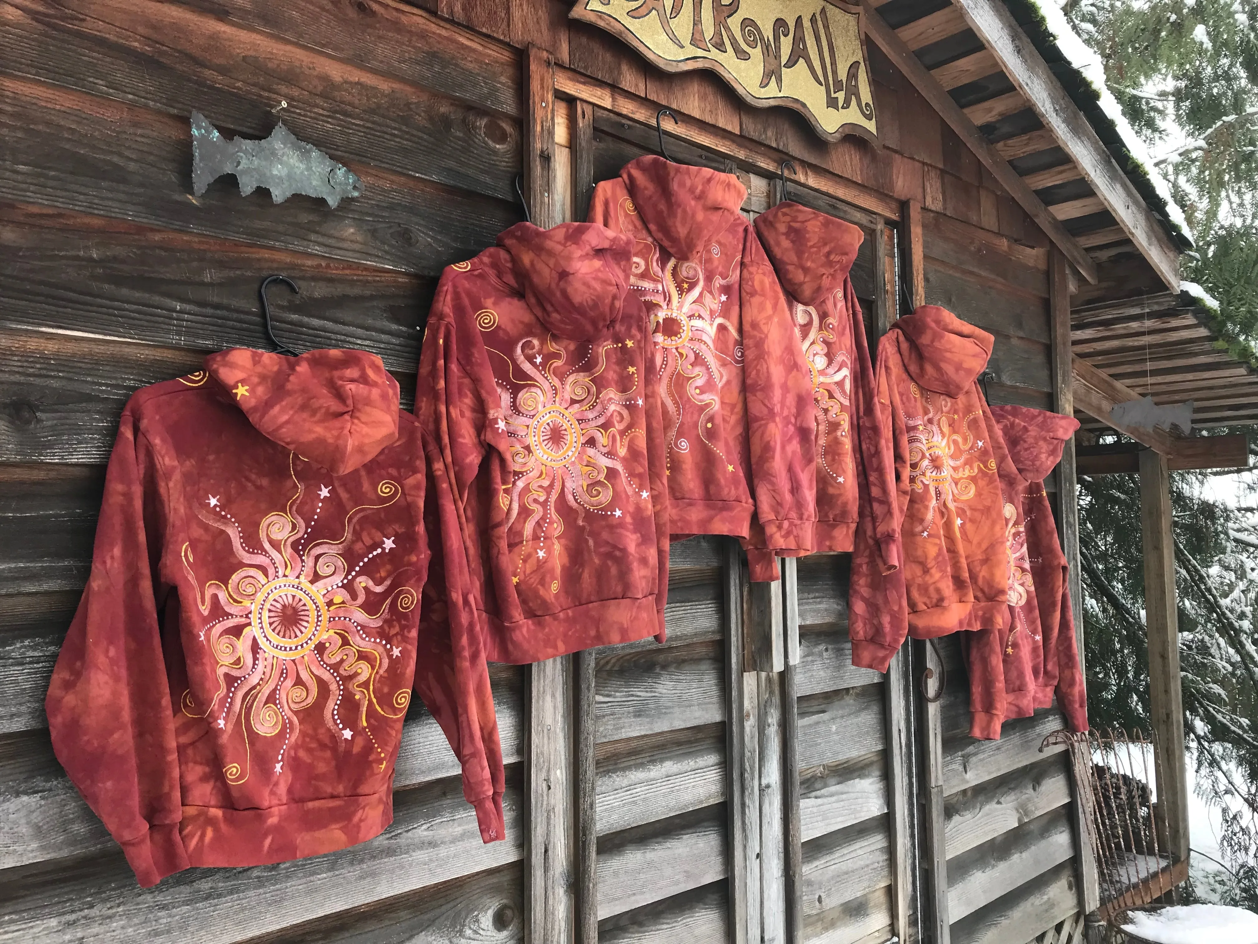 Cayenne Orange Sunset Handcrafted Batik Zipper Hoodie - Size Small