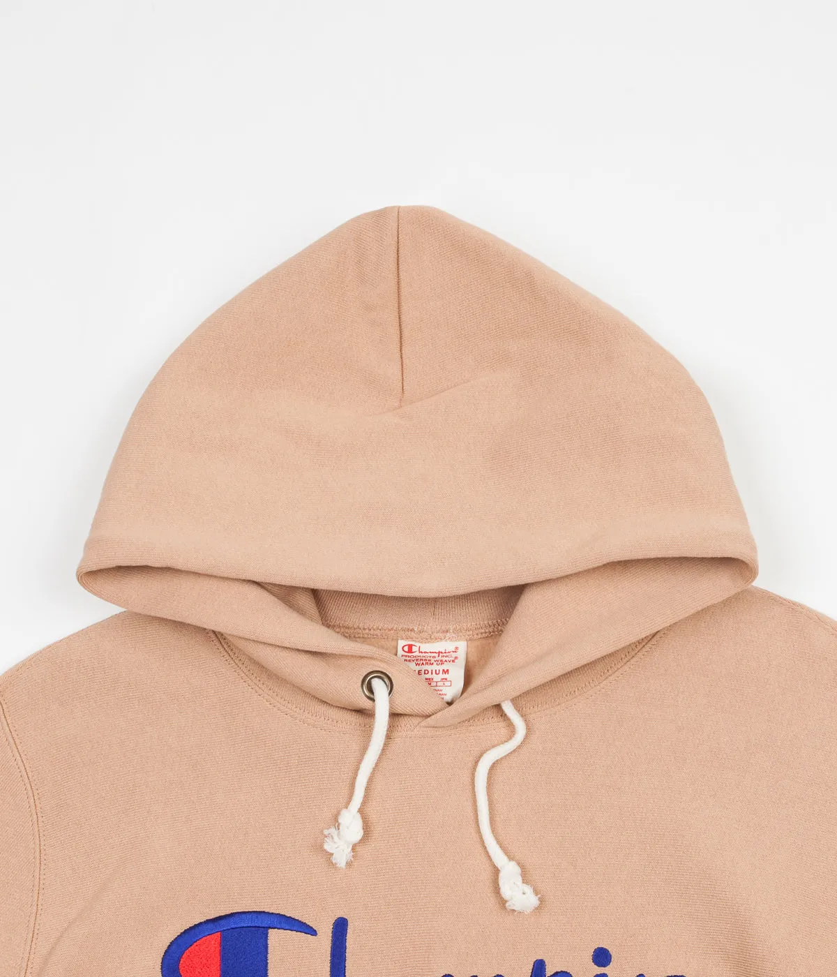 Champion Reverse Weave Script Logo Hoodie - Beige