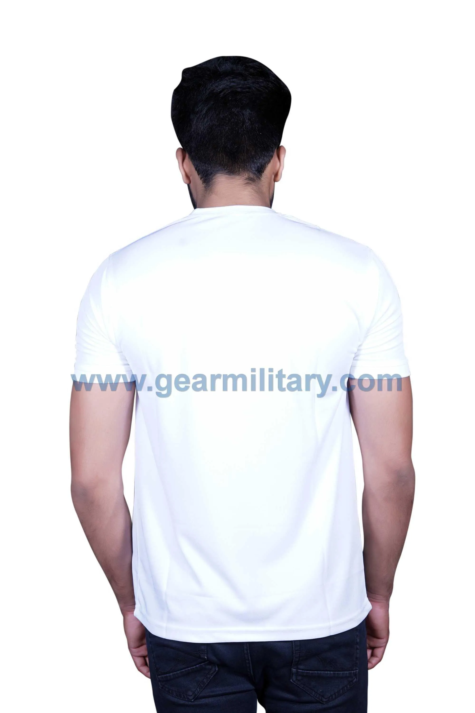 CISF and Flag Embroidered White Round Neck T Shirt
