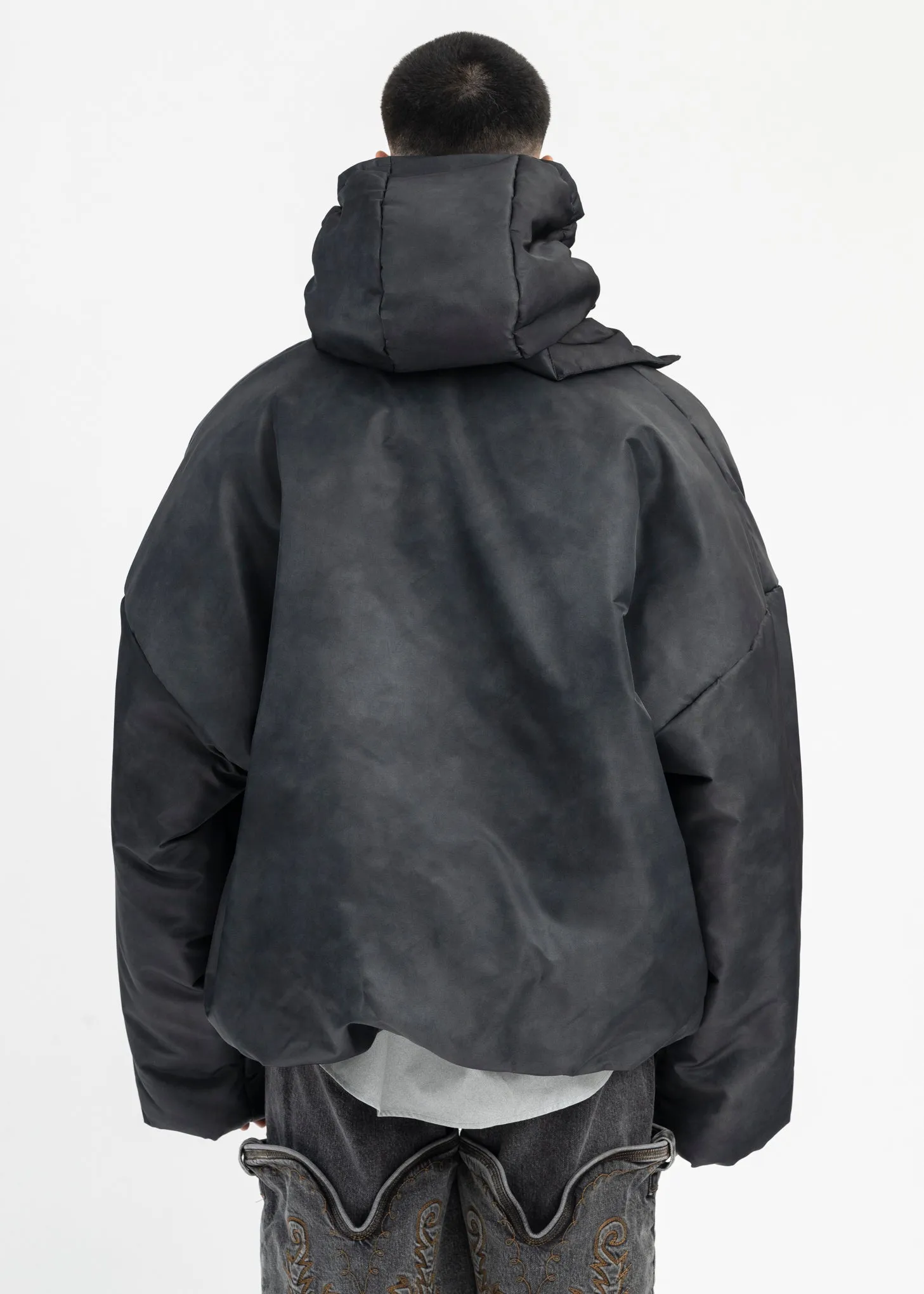 COLD GREY DOUBLE COLLAR PUFFER JACKET
