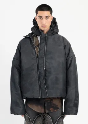 COLD GREY DOUBLE COLLAR PUFFER JACKET
